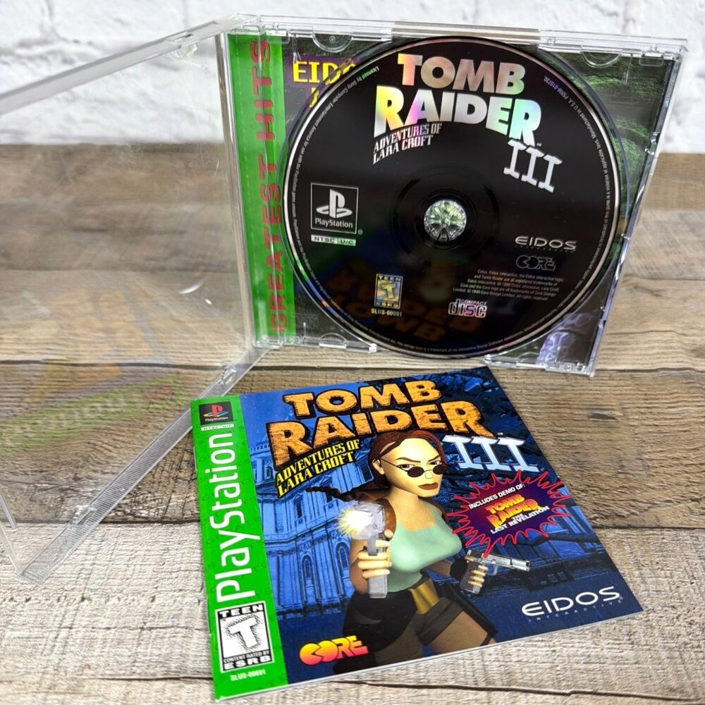 Tomb Raider III Adventure Lara Croft PlayStation PS1 Greatest Hits Manual Tested - Picture 4 of 11